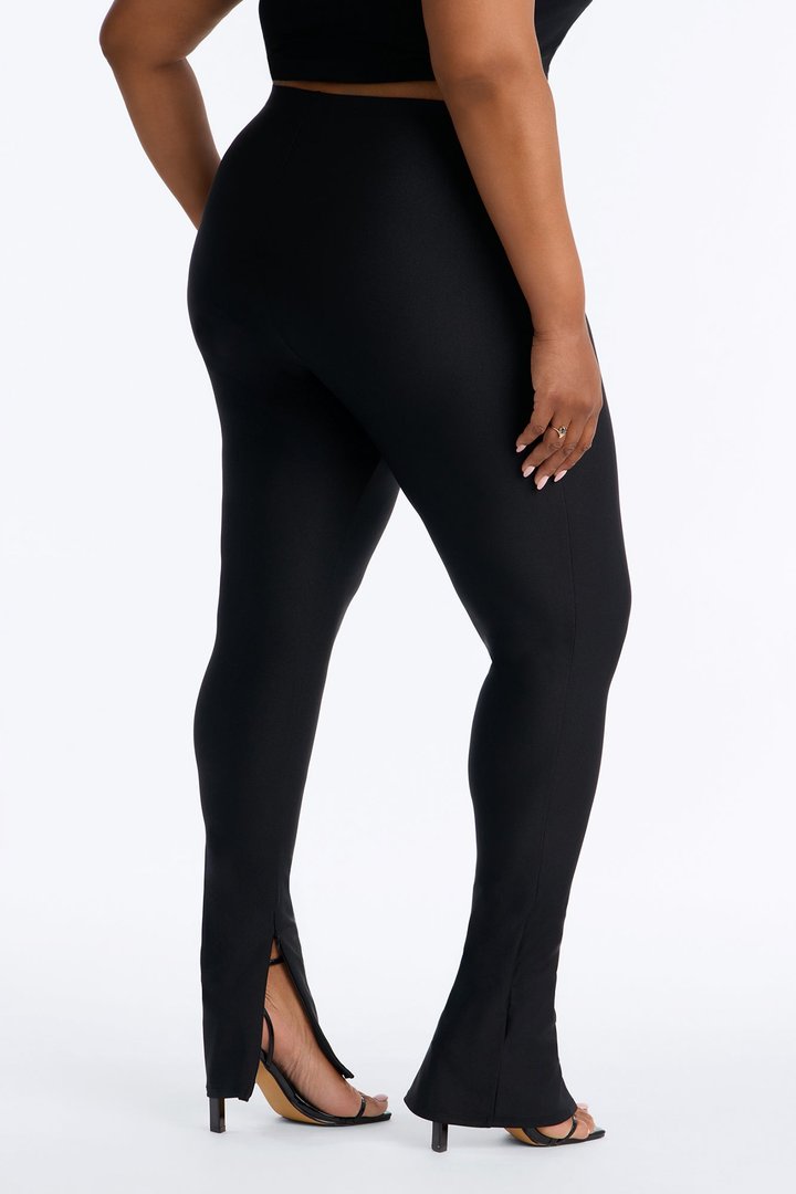 Primavera Split Hem Full Length Tricot Leggings - Black
