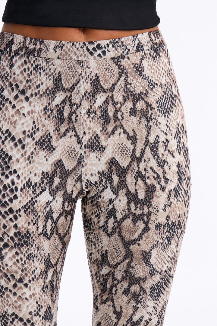 Slick Moves High Rise Snakeskin Capri Leggings - Brown Combo