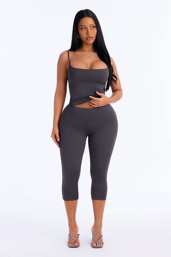 Contour Double Lined Cami Top - Charcoal