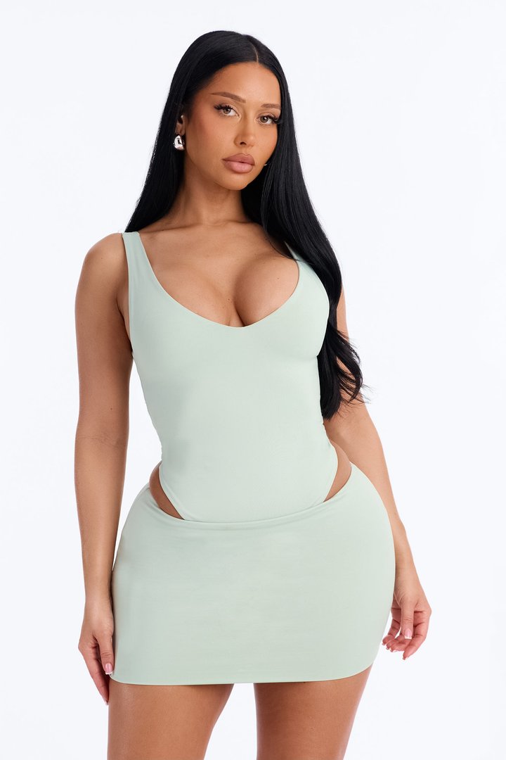 Contour Double Lined V-Neck Bodysuit - Mint