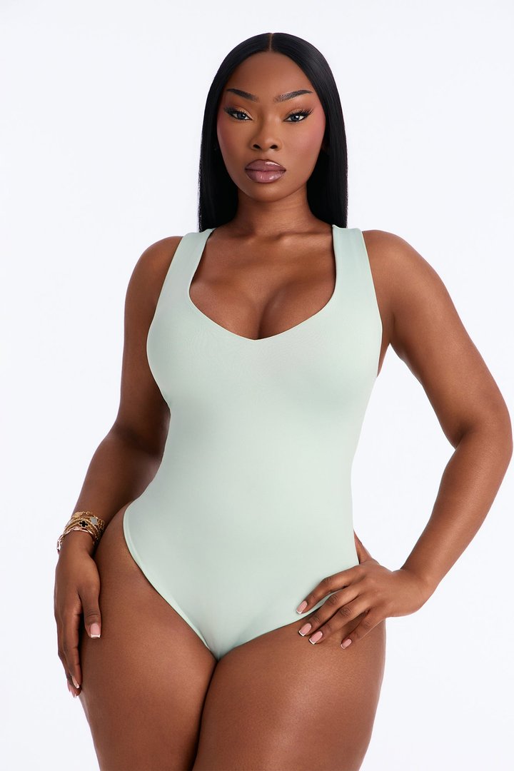 Contour Double Lined V-Neck Bodysuit - Mint