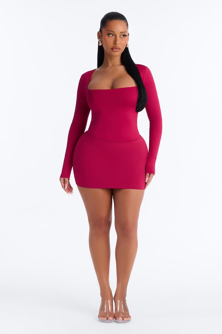 Contour Double Lined Mini Skirt - Raspberry