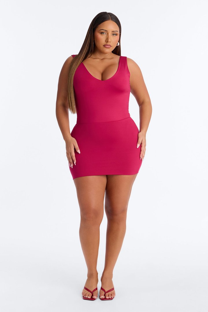 Contour Double Lined Mini Skirt - Raspberry