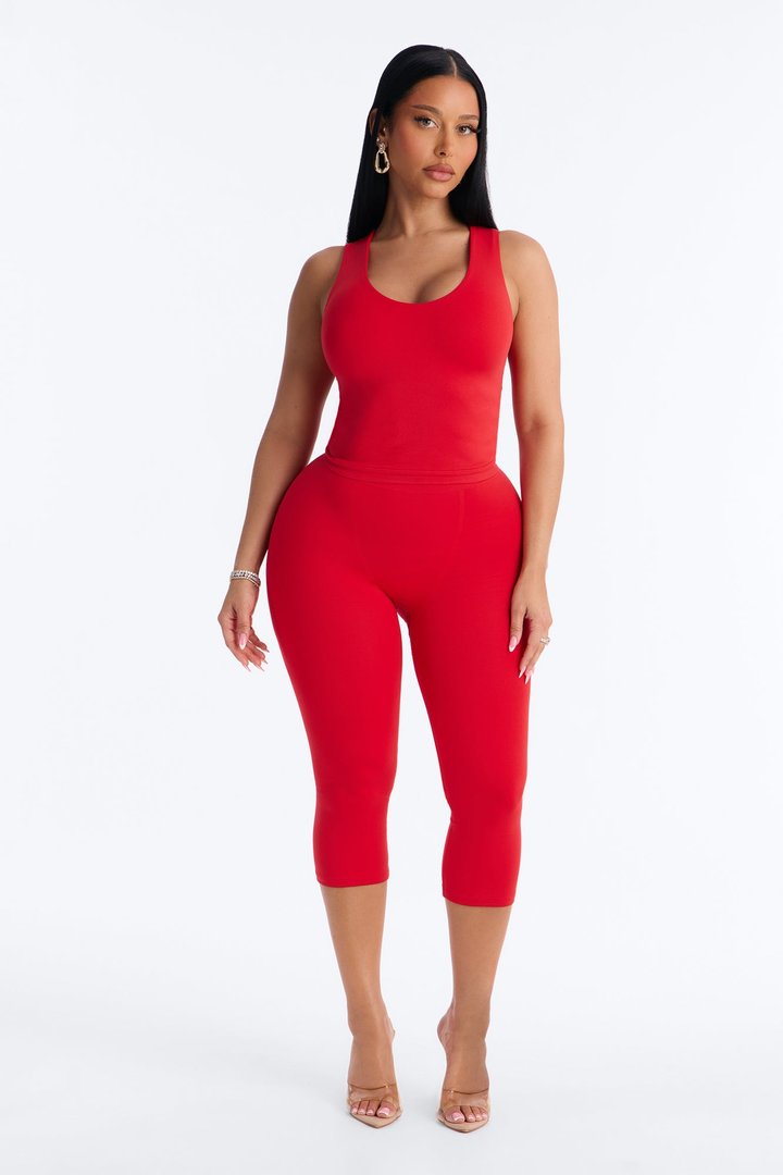 Seamless Smooth Double Lined U Neck Tank Top - DarkRed