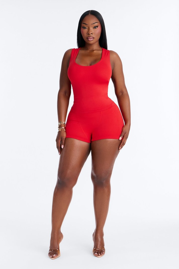 Seamless Smooth Double Lined U Neck Tank Top - DarkRed
