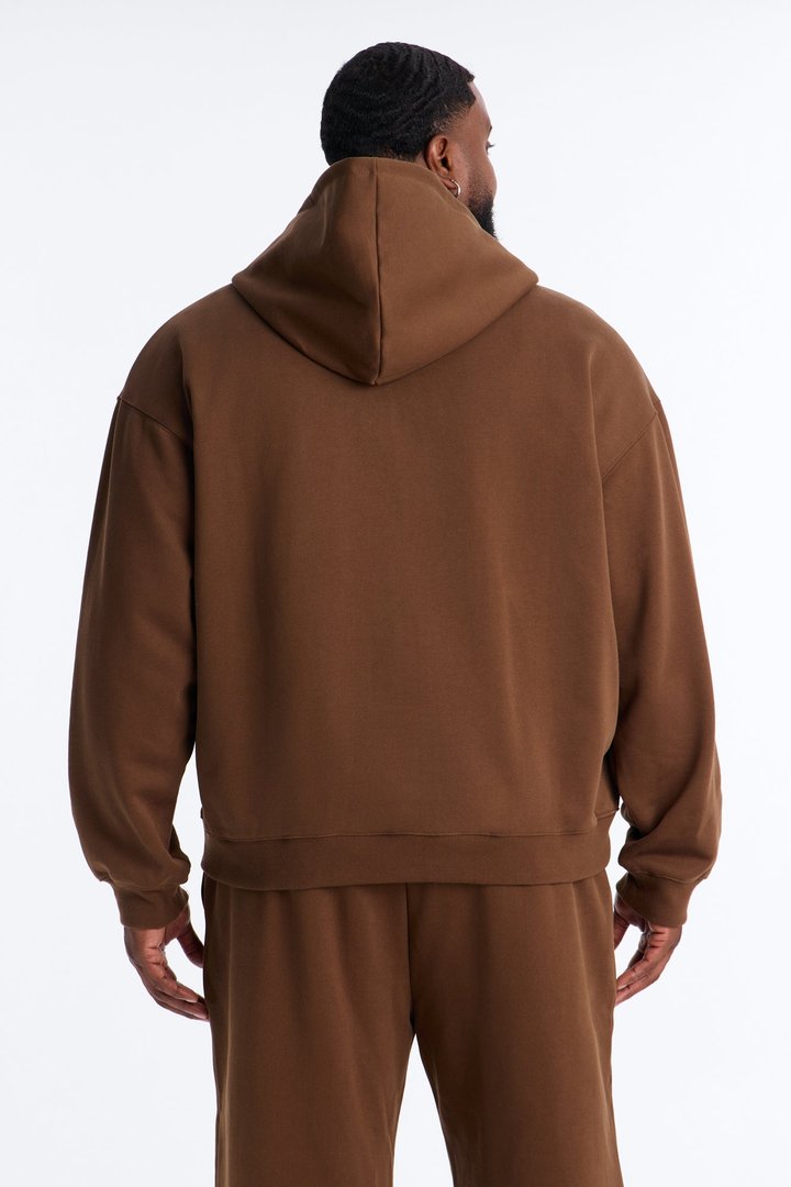 Logan Full Zip Hoodie Fleece Sweatshirt - Brown