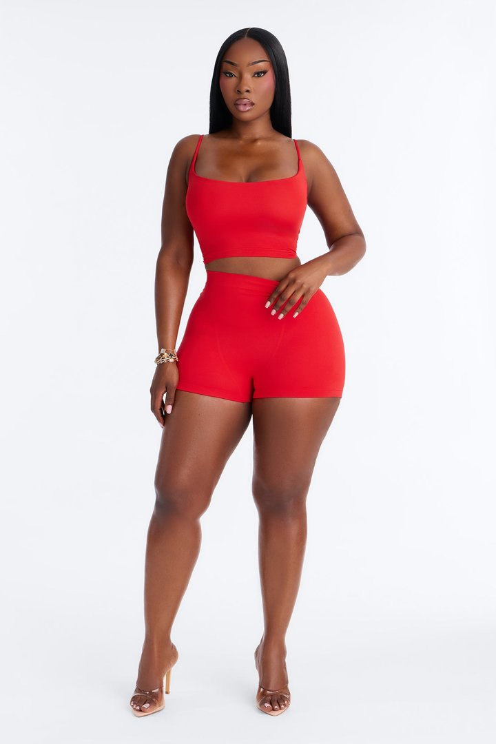 Seamless Smooth Double Lined Micro Hot Short - DarkRed