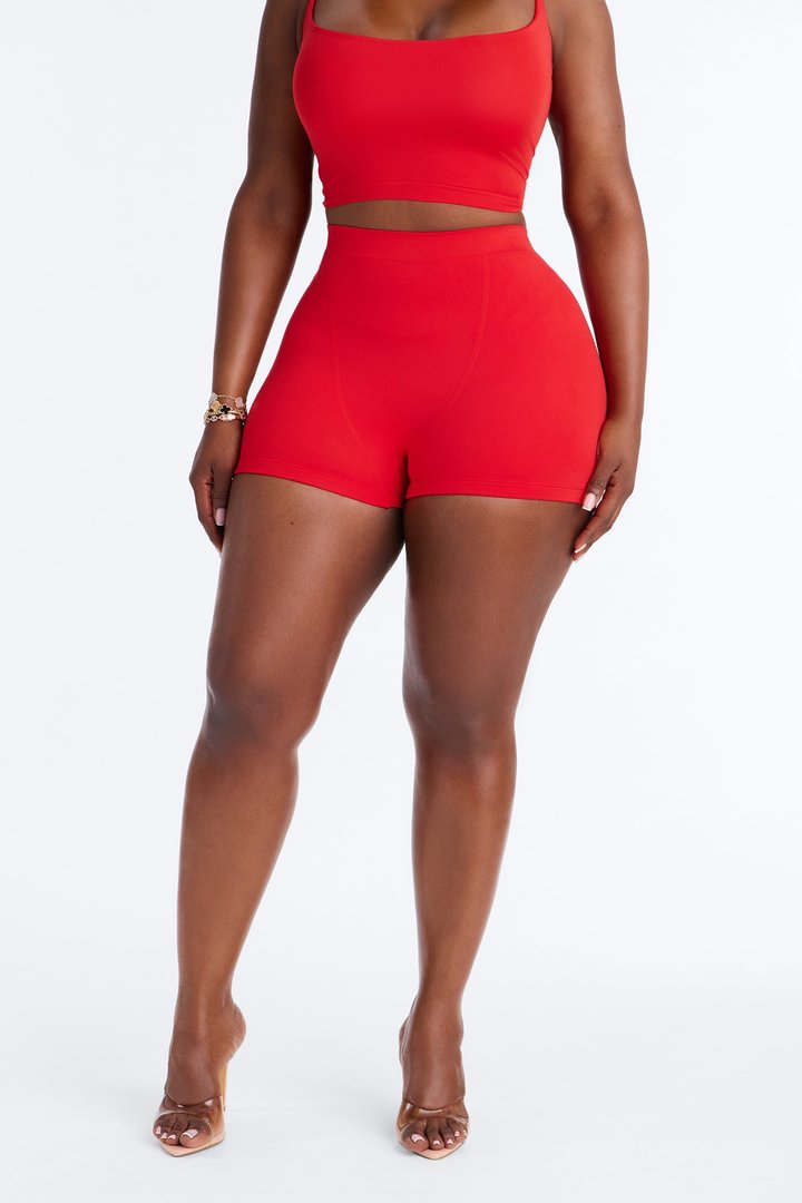 Seamless Smooth Double Lined Micro Hot Short - DarkRed