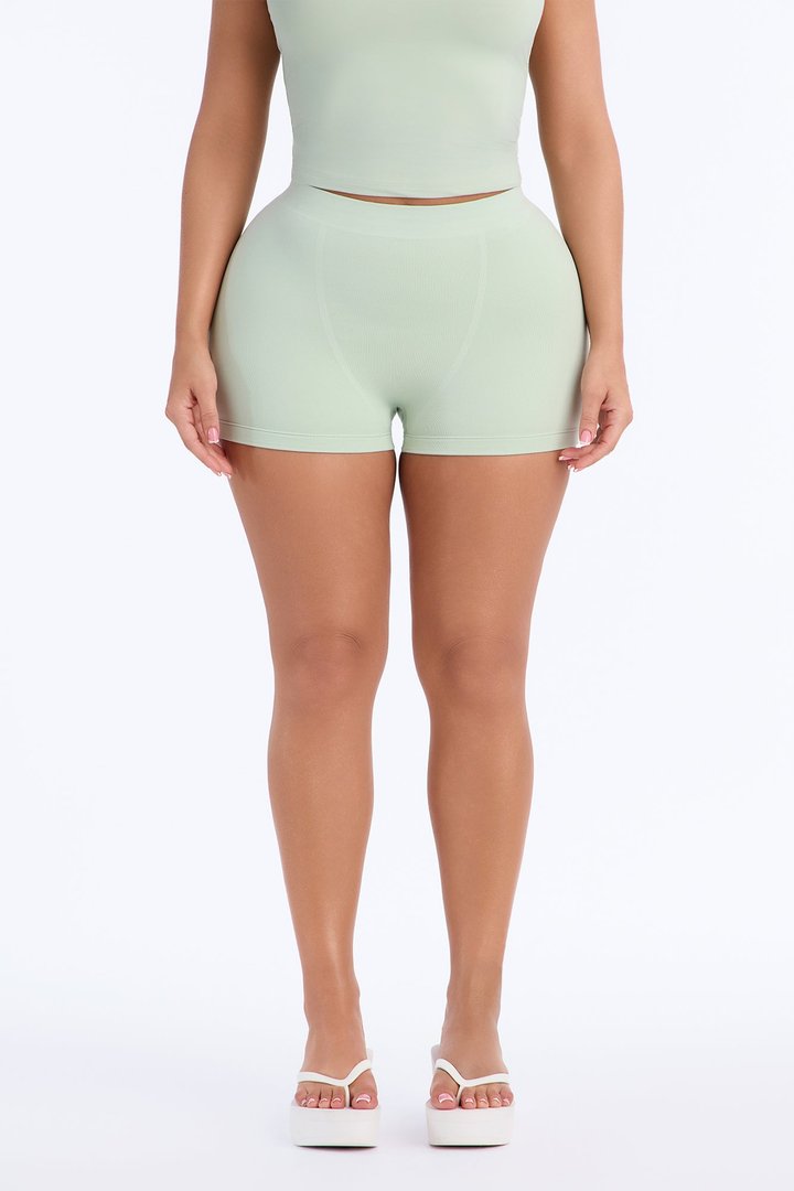 Seamless Smooth Double Lined Micro Hot Short - Mint
