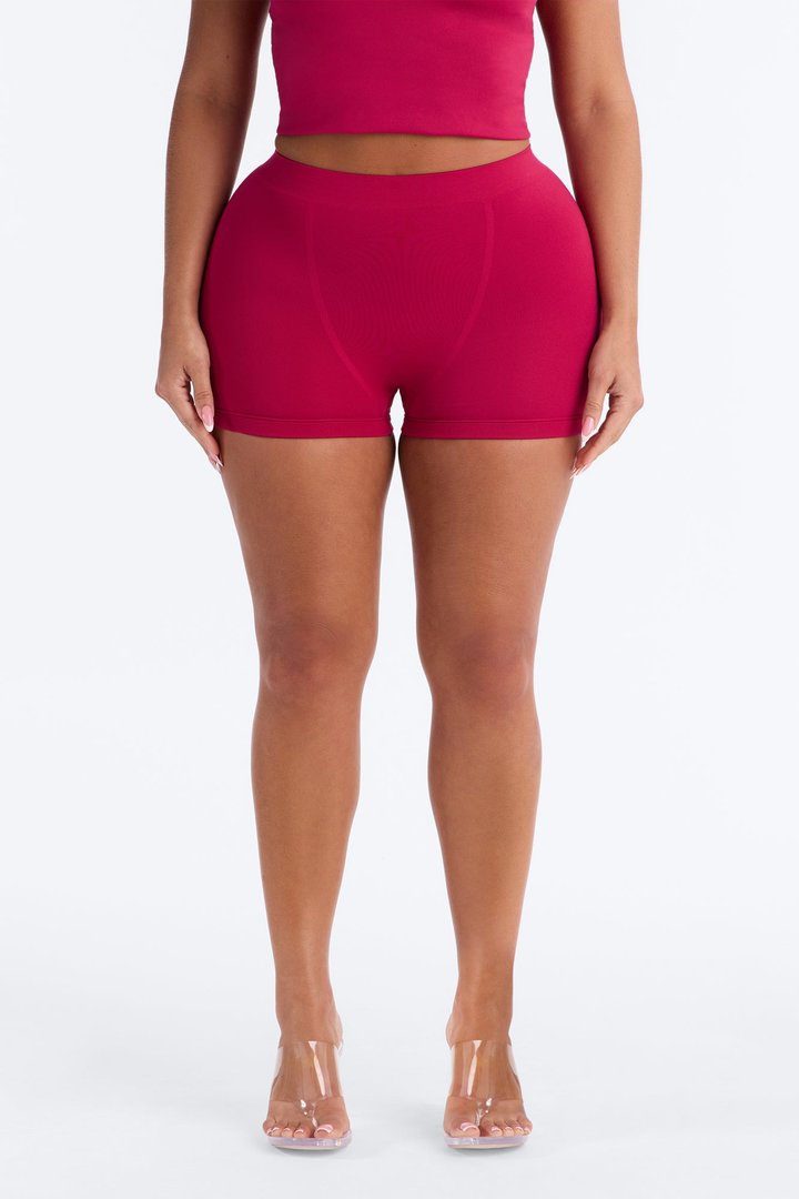 Seamless Smooth Double Lined Micro Hot Short - Raspberry