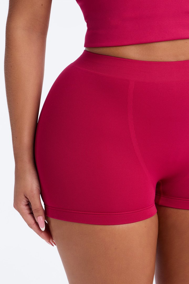 Seamless Smooth Double Lined Micro Hot Short - Raspberry