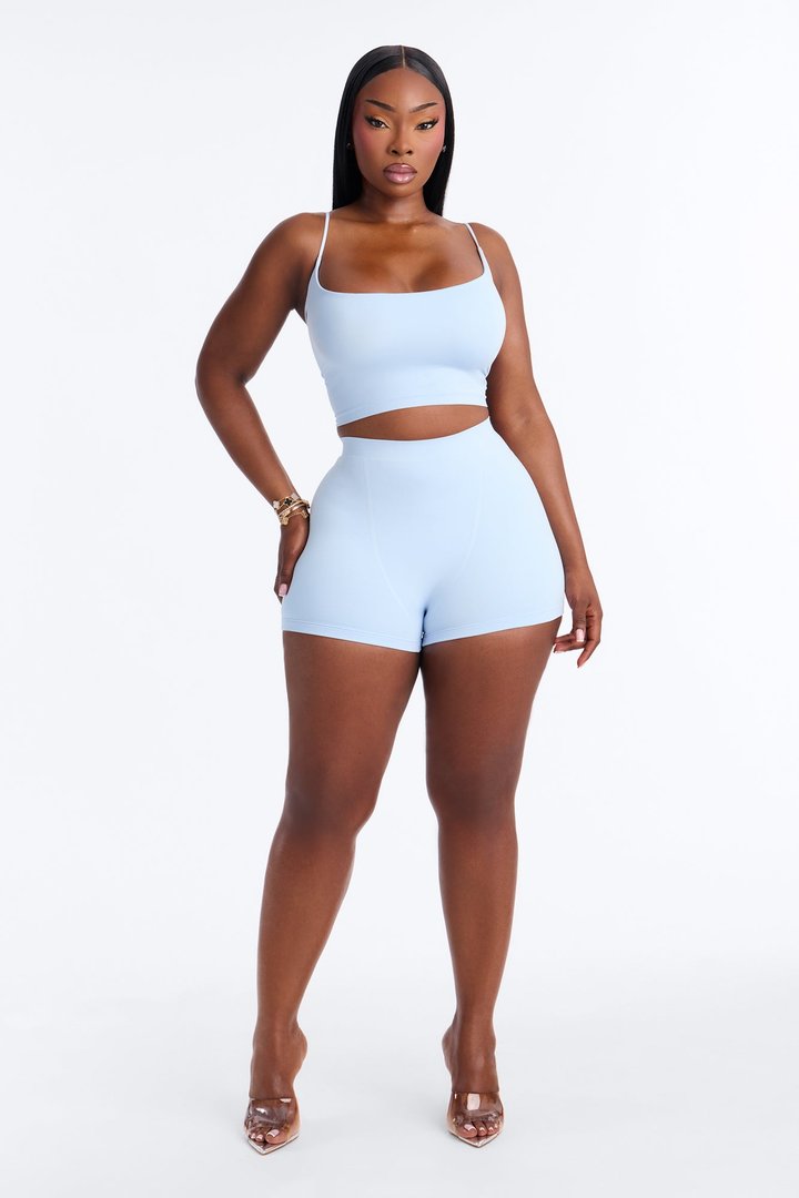 Seamless Smooth Double Lined Micro Hot Short - SkyBlue
