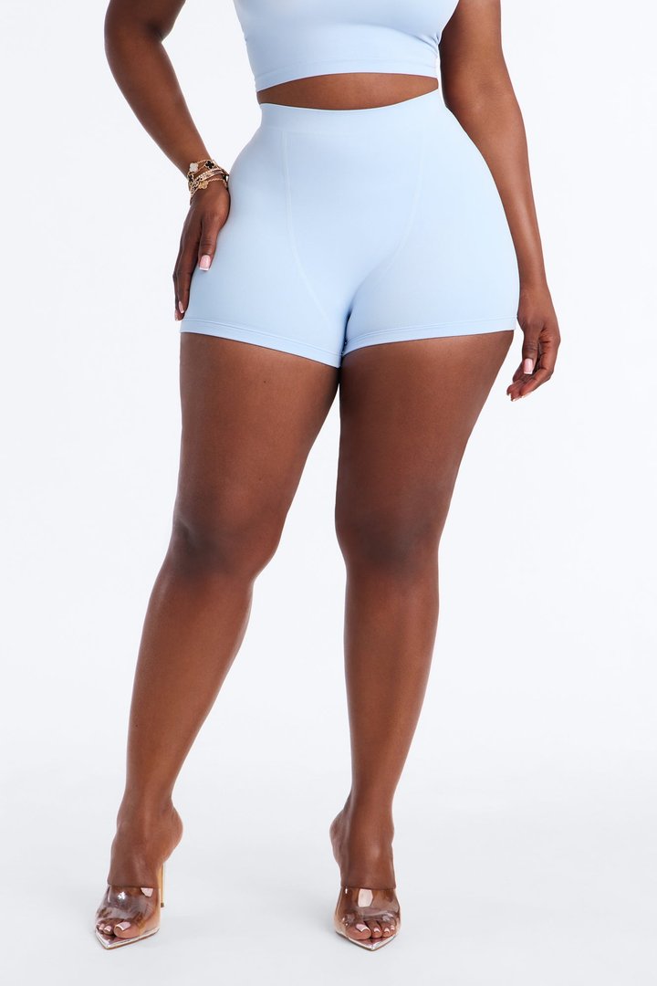 Seamless Smooth Double Lined Micro Hot Short - SkyBlue