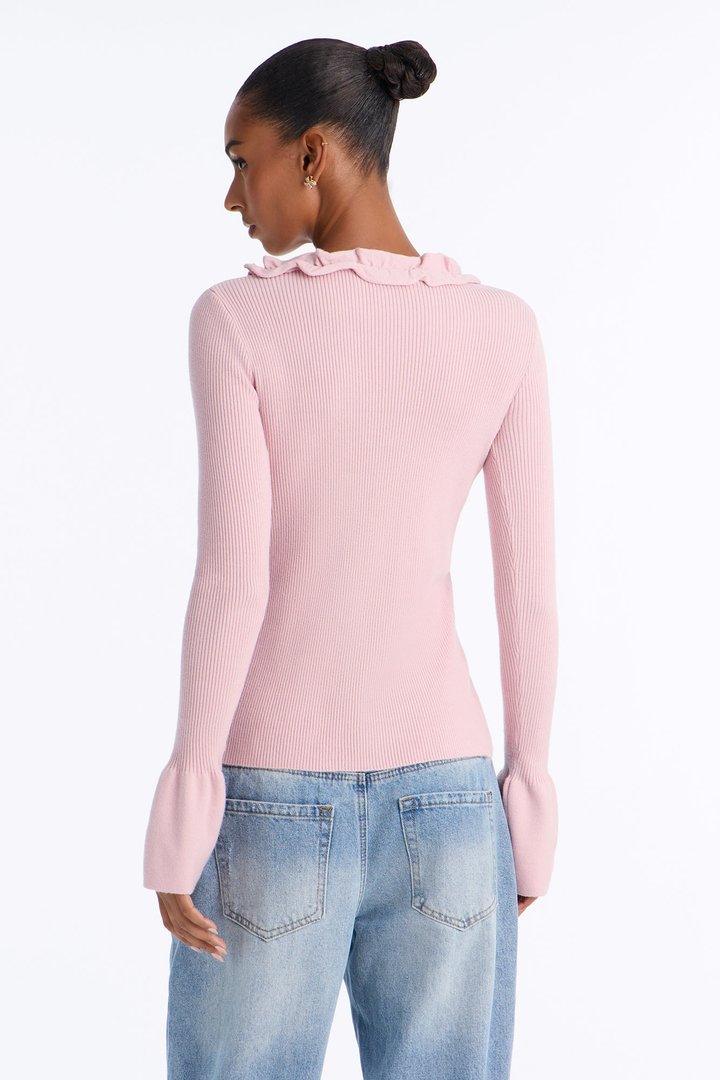 Sweet But Spicy Ruffle Cardigan - Blush