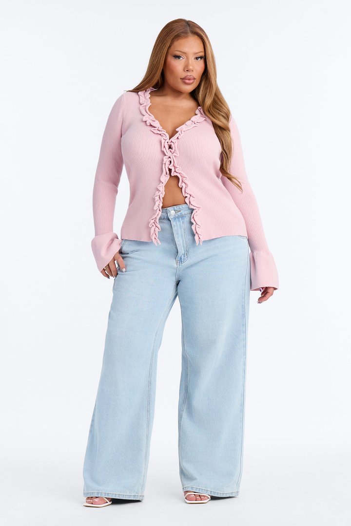 Sweet But Spicy Ruffle Cardigan - Blush