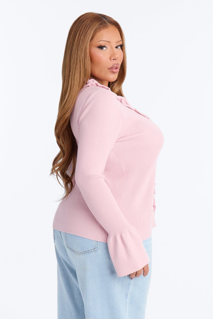 Sweet But Spicy Ruffle Cardigan - Blush