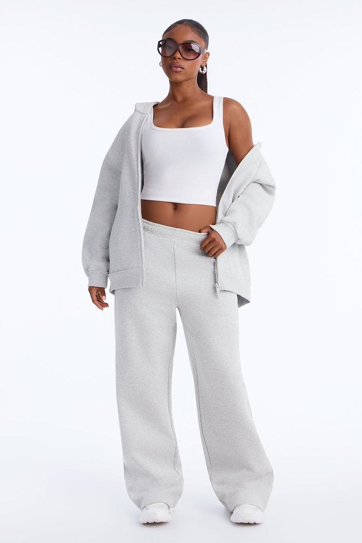Libby Fleece Straight Leg Sweatpant - Heather Grey