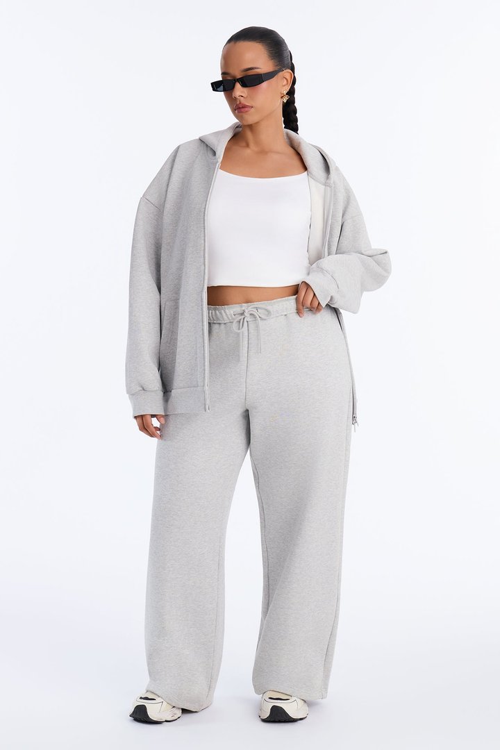 Libby Fleece Straight Leg Sweatpant - Heather Grey