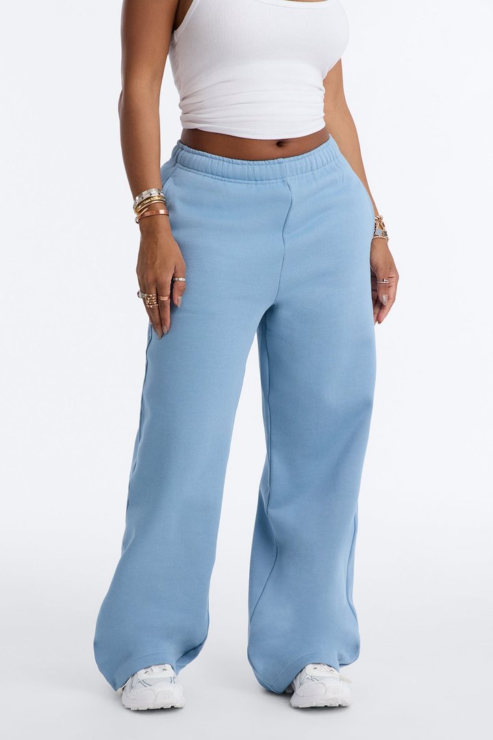 Libby Fleece Straight Leg Sweatpant - Slate Blue