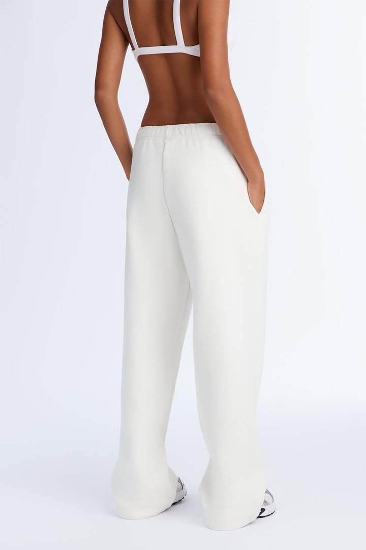 Libby Fleece Straight Leg Sweatpant - White