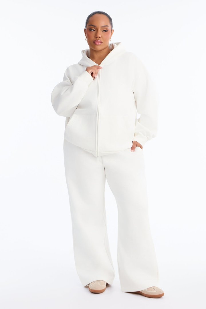 Libby Fleece Straight Leg Sweatpant - White