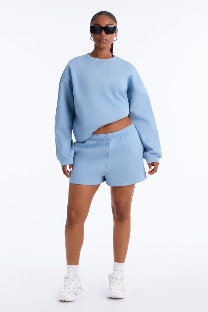 Libby Fleece Sweat Short - Slate Blue