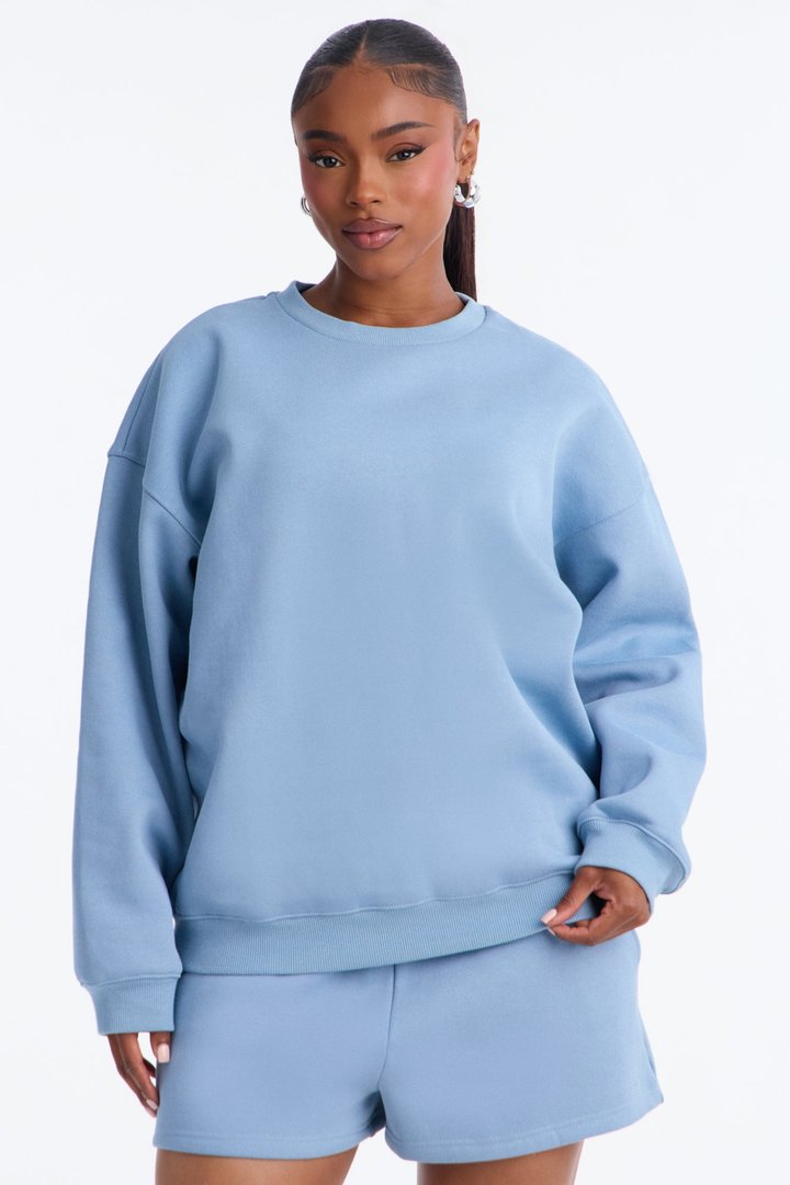 Libby Crew Neck Fleece Sweatshirt - Slate Blue
