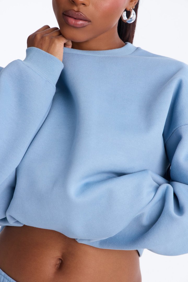 Libby Crew Neck Fleece Sweatshirt - Slate Blue