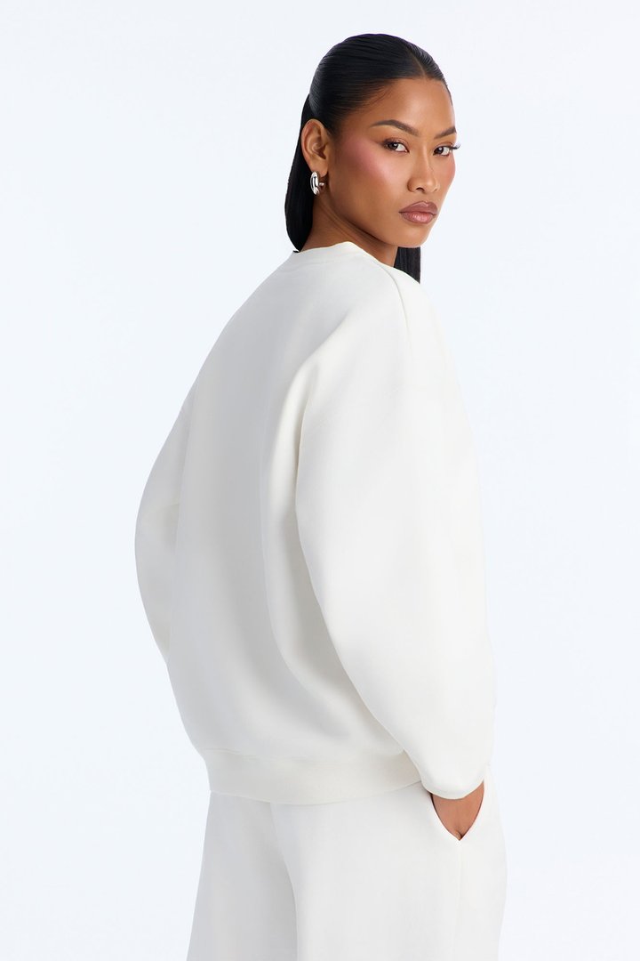 Libby Crew Neck Fleece Sweatshirt - White