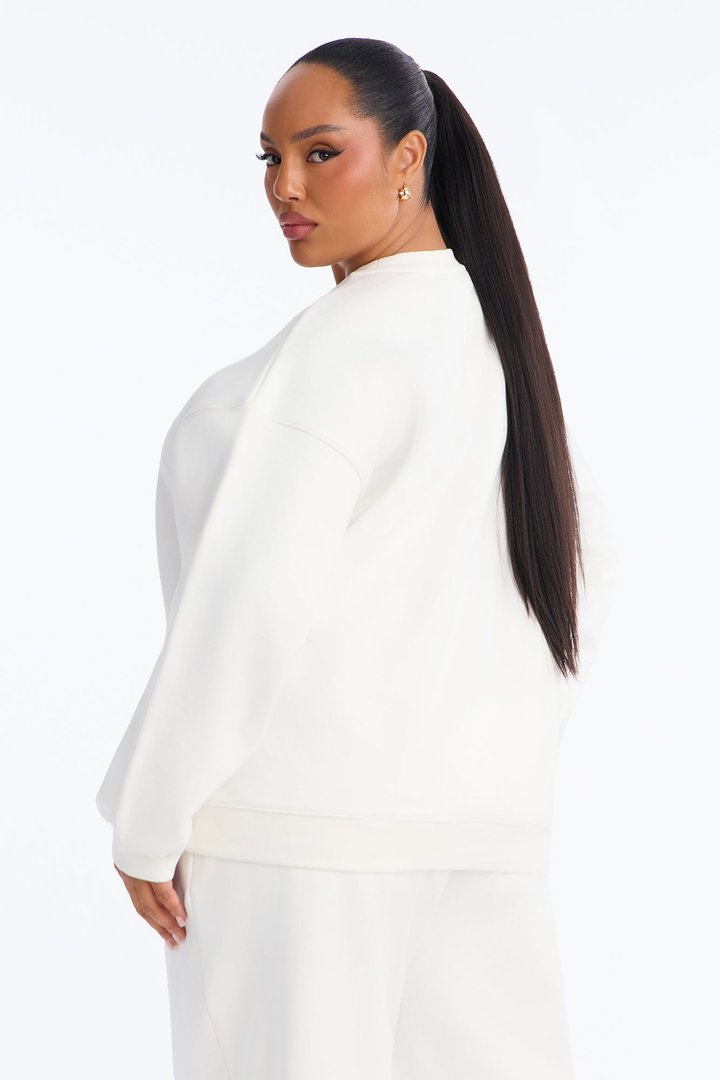 Libby Crew Neck Fleece Sweatshirt - White