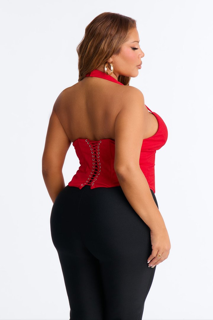 Hottest Lover Girl Sleeveless Corset Top - Red