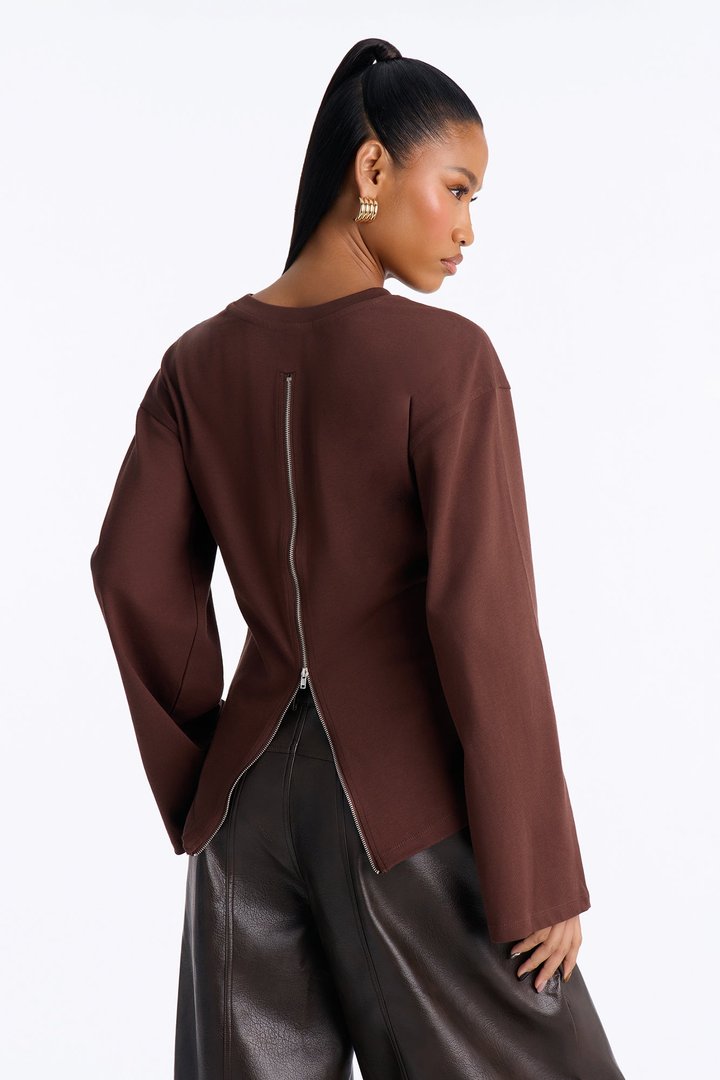 Jayden Fitted Shirt Long Sleeve T-Shirt - Brown