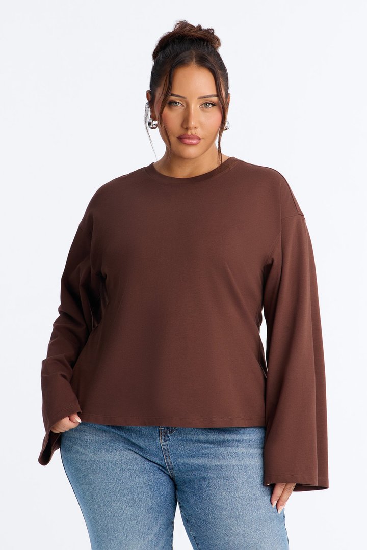 Jayden Fitted Shirt Long Sleeve T-Shirt - Brown