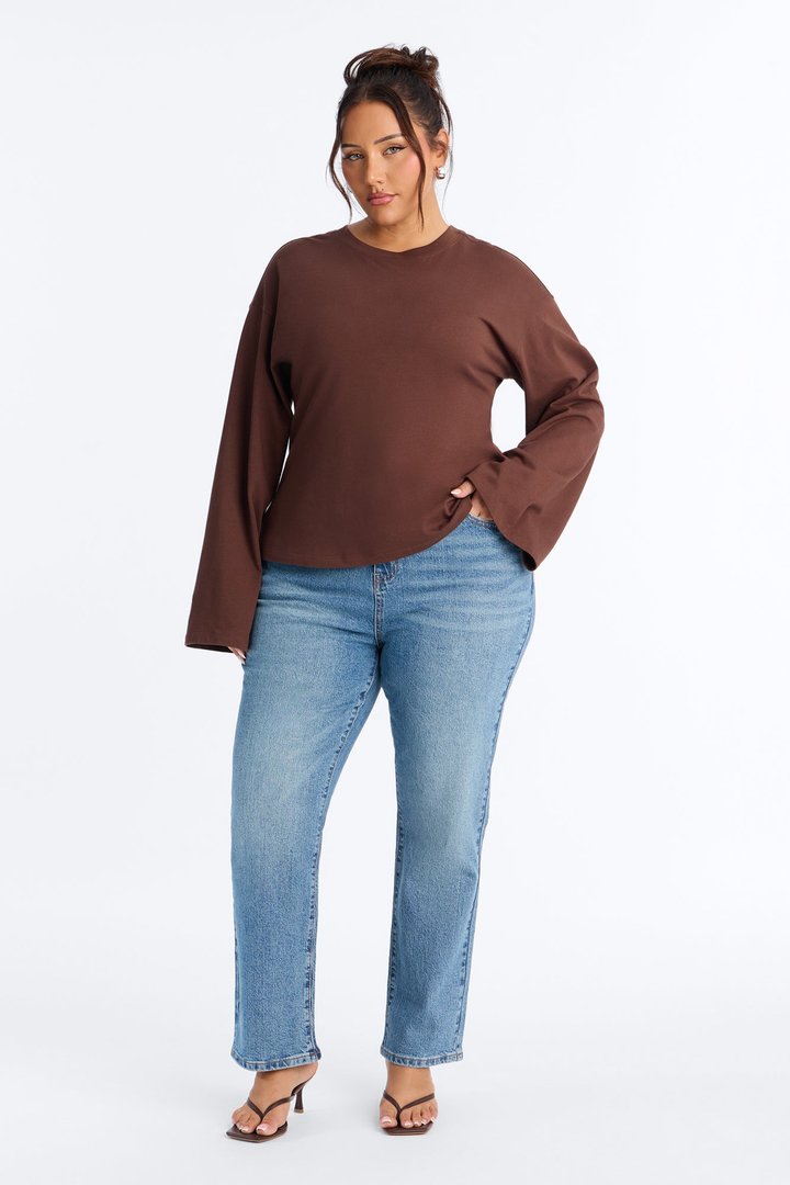 Jayden Fitted Shirt Long Sleeve T-Shirt - Brown