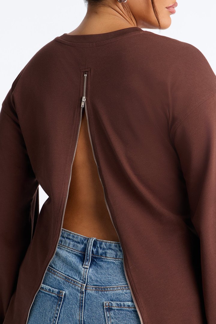 Jayden Fitted Shirt Long Sleeve T-Shirt - Brown