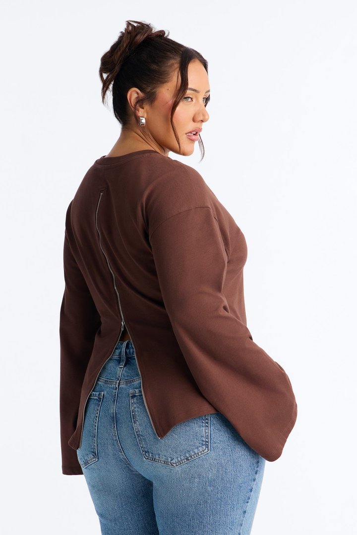 Jayden Fitted Shirt Long Sleeve T-Shirt - Brown