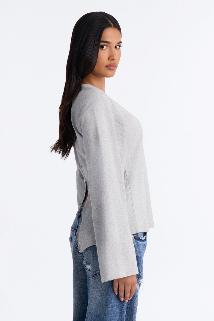 Jayden Fitted Shirt Long Sleeve T-Shirt - Heather Grey