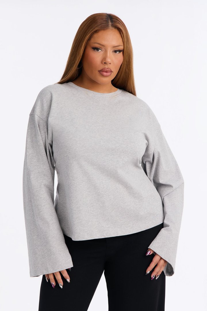 Jayden Fitted Shirt Long Sleeve T-Shirt - Heather Grey