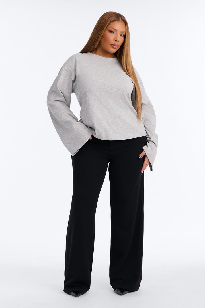Jayden Fitted Shirt Long Sleeve T-Shirt - Heather Grey