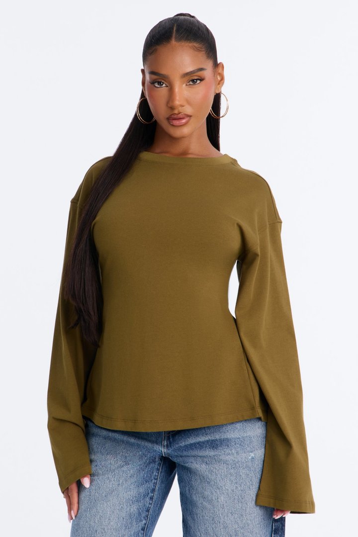 Jayden Fitted Shirt Long Sleeve T-Shirt - Olive