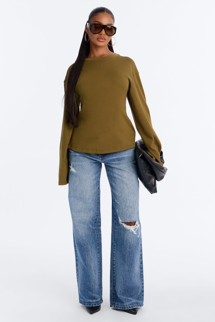 Jayden Fitted Shirt Long Sleeve T-Shirt - Olive