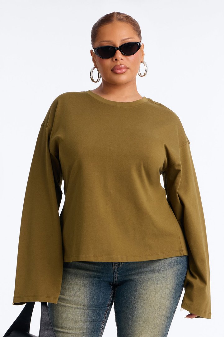 Jayden Fitted Shirt Long Sleeve T-Shirt - Olive