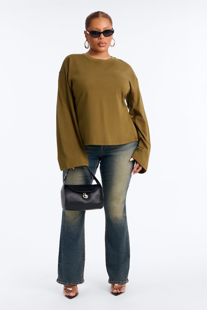 Jayden Fitted Shirt Long Sleeve T-Shirt - Olive