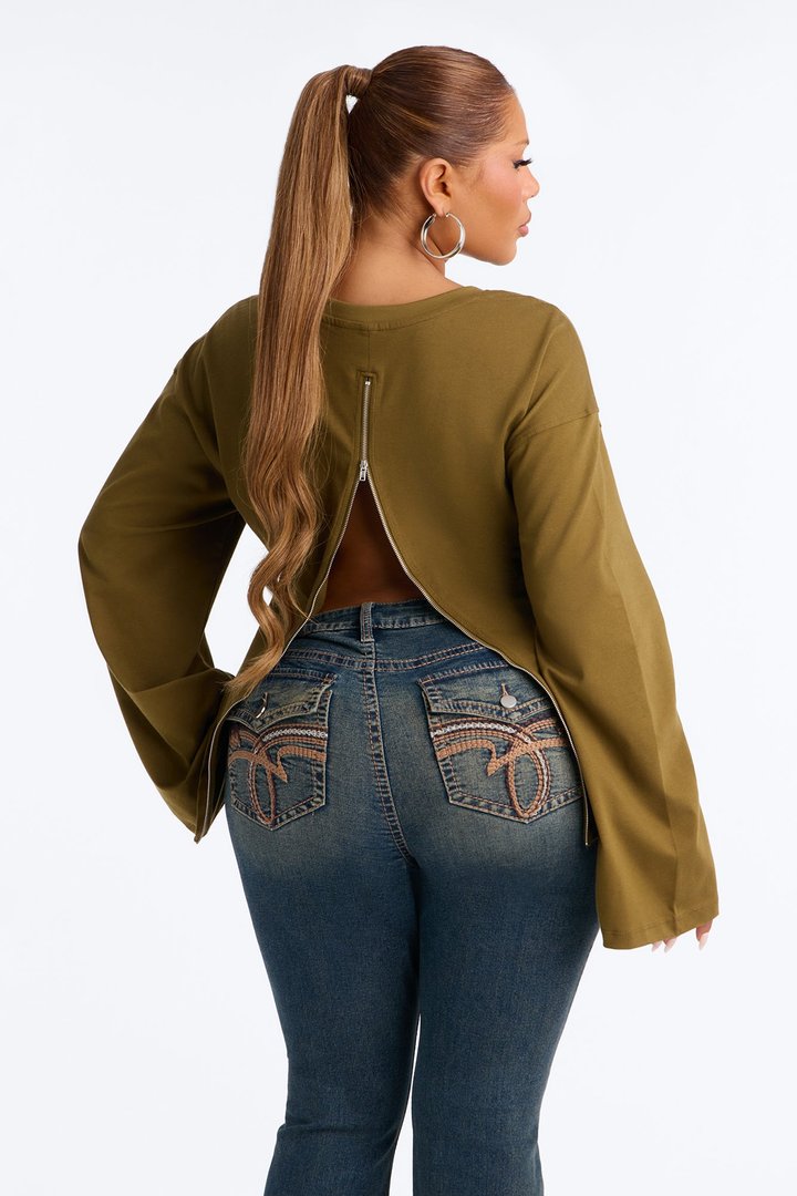 Jayden Fitted Shirt Long Sleeve T-Shirt - Olive