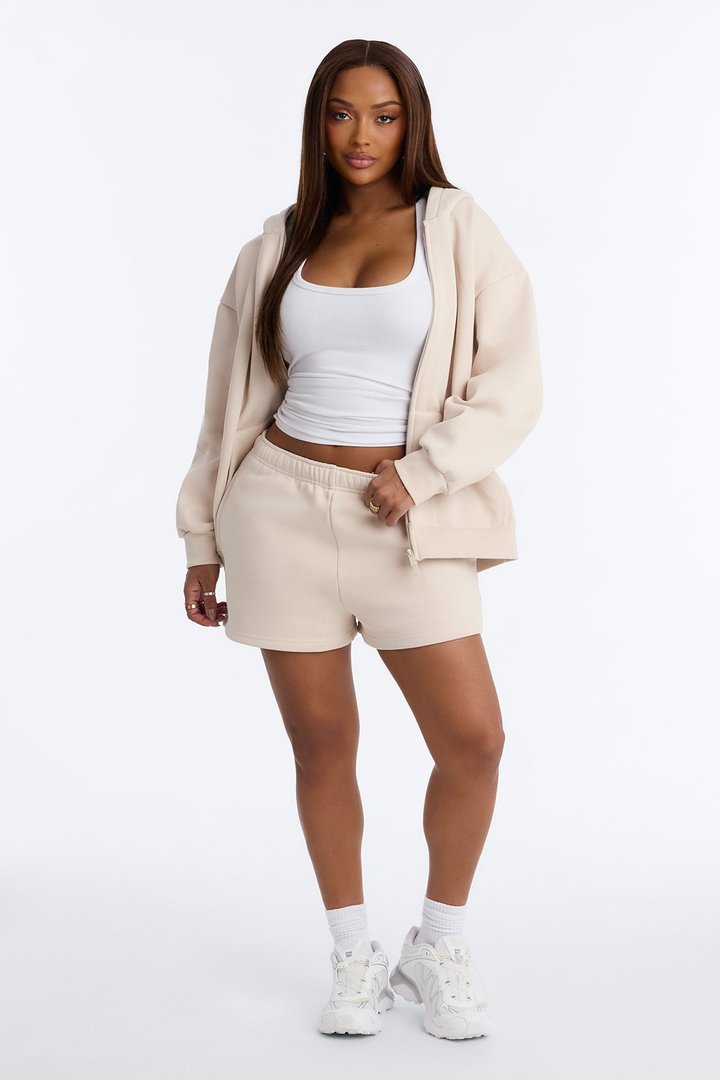 Libby Full Zip Hoodie Fleece Sweatshirt - Cream
