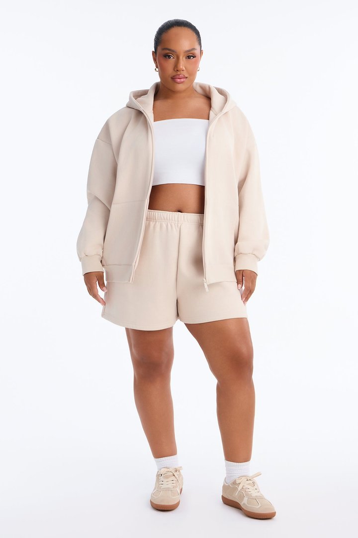 Libby Full Zip Hoodie Fleece Sweatshirt - Cream
