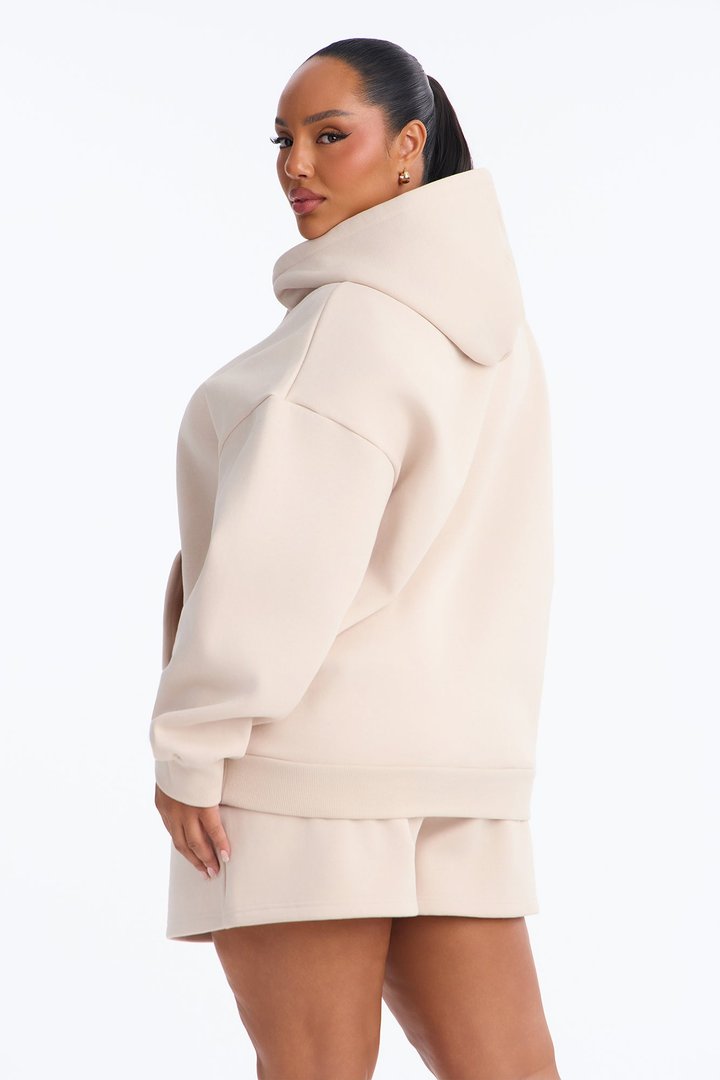 Libby Full Zip Hoodie Fleece Sweatshirt - Cream