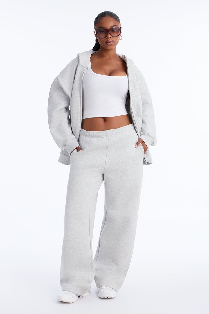 Libby Full Zip Hoodie Fleece Sweatshirt - Heather Grey