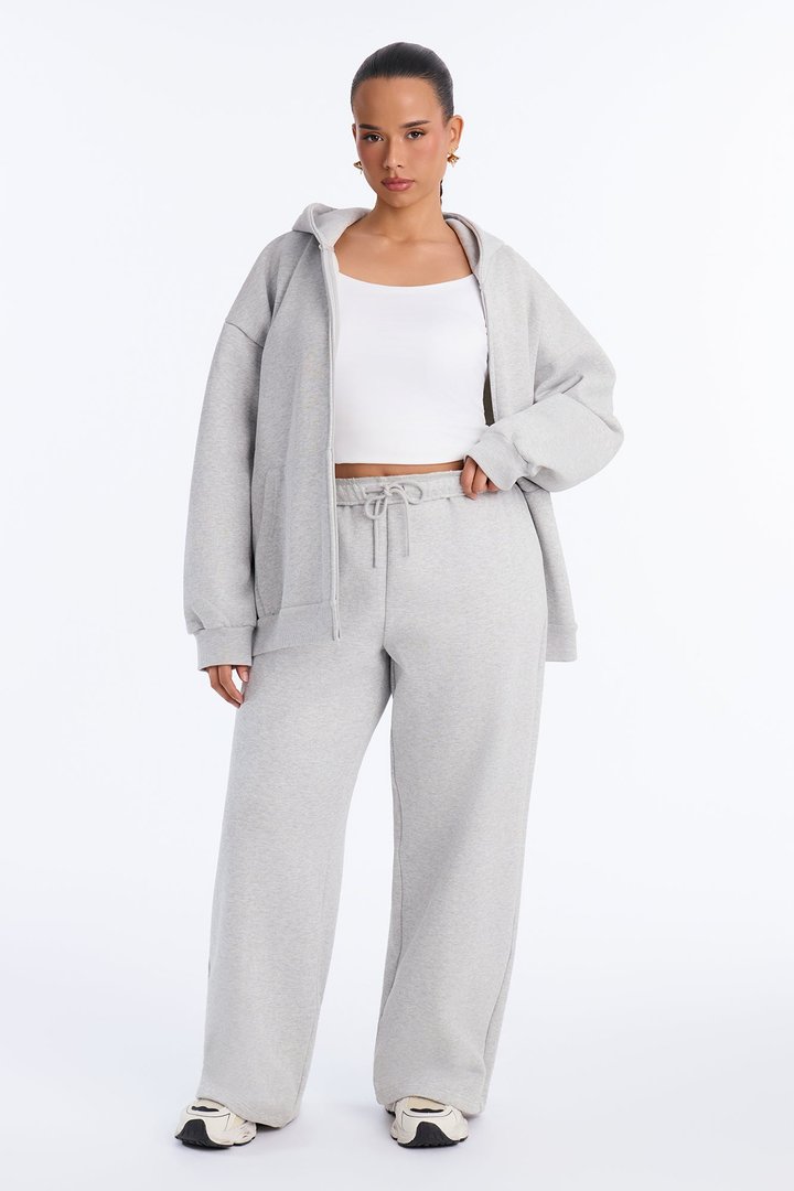 Libby Full Zip Hoodie Fleece Sweatshirt - Heather Grey