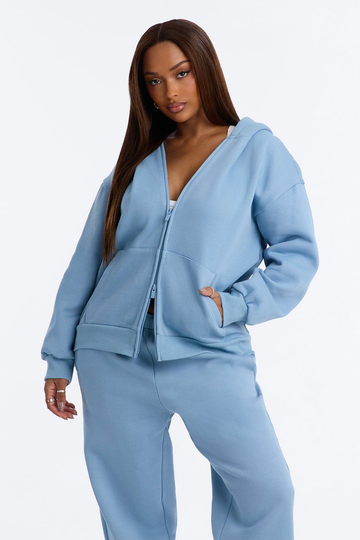 Libby Full Zip Hoodie Fleece Sweatshirt - Slate Blue